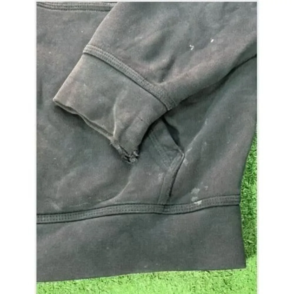 Vintage Nike Y2k Mens Size Medium Black Distressed Full Zip Up Hoodie Sweatshirt